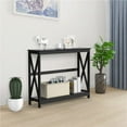 thumbnail image 1 of Renwick Transitional Wood X-Design Console Table with Storage Shelf, Black, 1 of 6