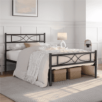 Renwick Metal Platform Twin Bed with Curved Design, Black, Adult