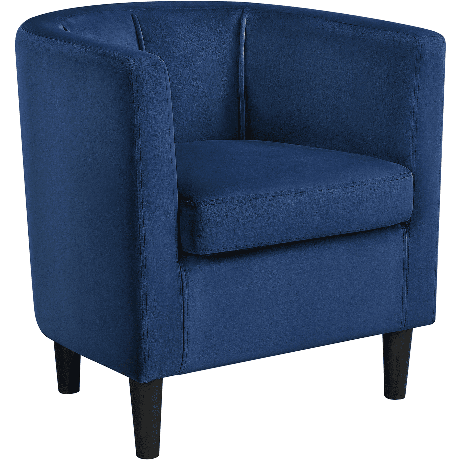 Renwick Upholstered Barrel Shaped Accent Chair with Curved Backrest for Livingroom, Blue Velvet