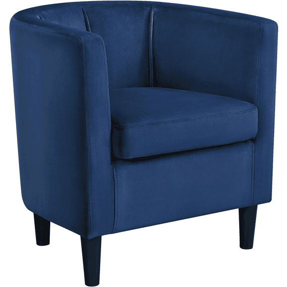 Renwick Upholstered Barrel Shaped Accent Chair with Curved Backrest for Livingroom, Blue Velvet
