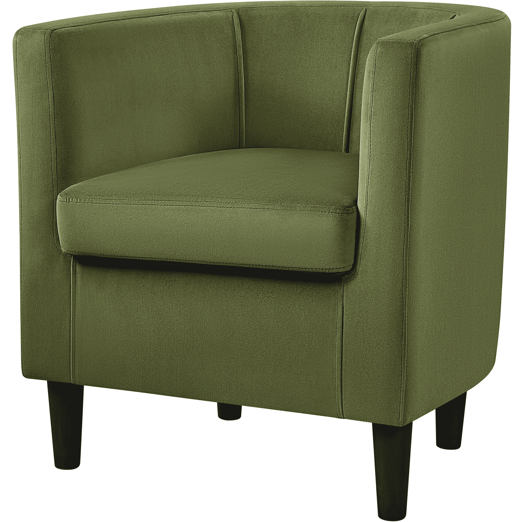 Renwick Upholstered Barrel Shaped Accent Chair with Curved Backrest for Livingroom, Olive Green Velvet
