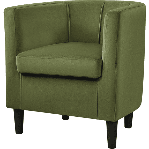 Renwick Upholstered Barrel Shaped Accent Chair with Curved Backrest for Livingroom, Olive Green Velvet