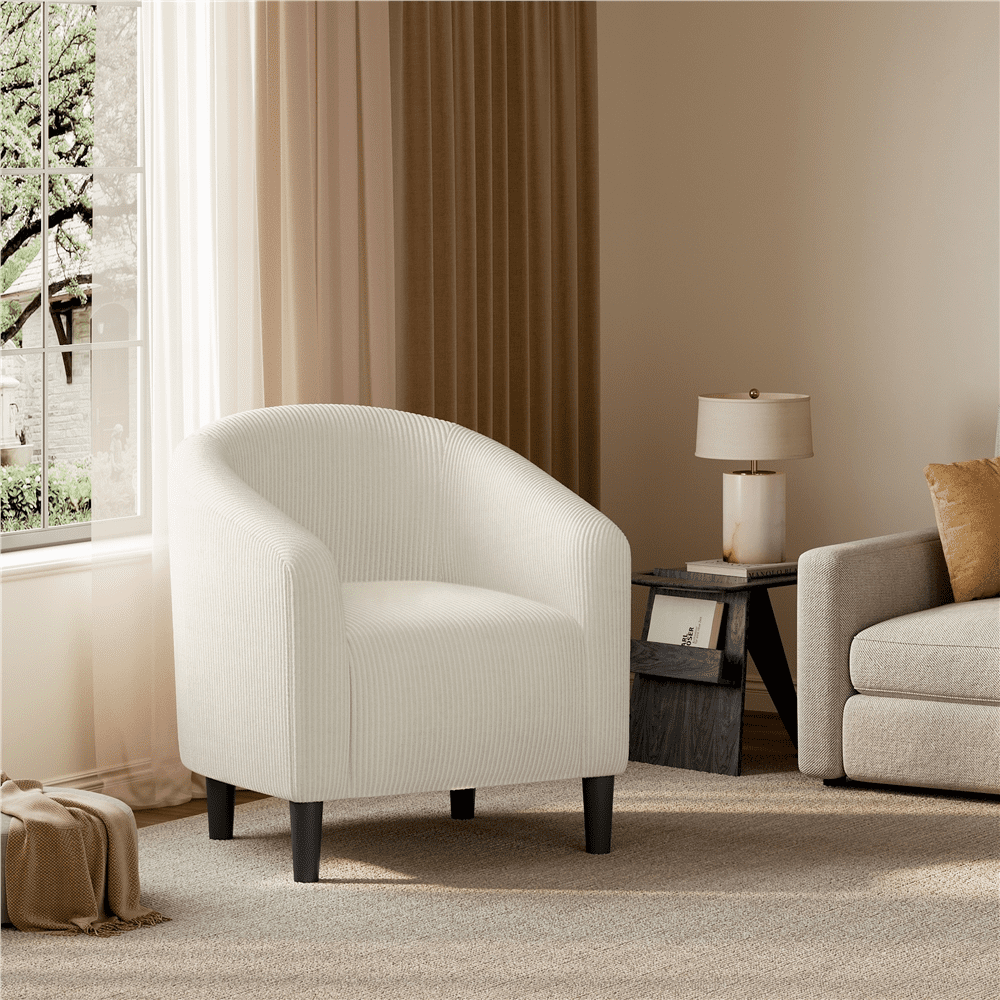 Renwick Upholstered Corduroy Accent Chair for Living Room, Beige