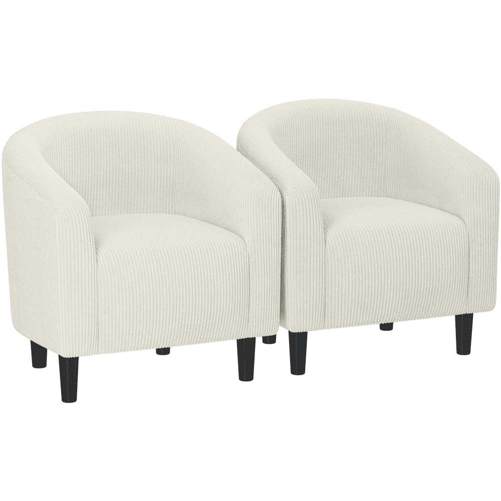 Renwick Upholstered Corduroy Accent Chair for Living Room, Set of 2, Beige