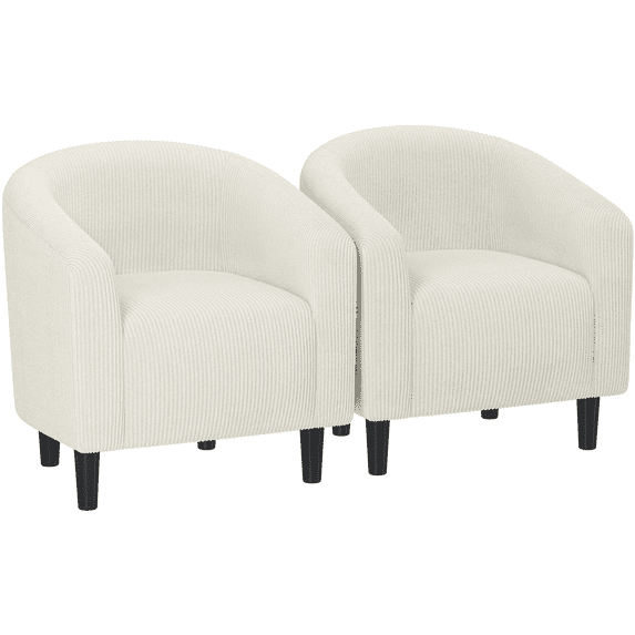Renwick Upholstered Corduroy Accent Chair for Living Room, Set of 2, Beige