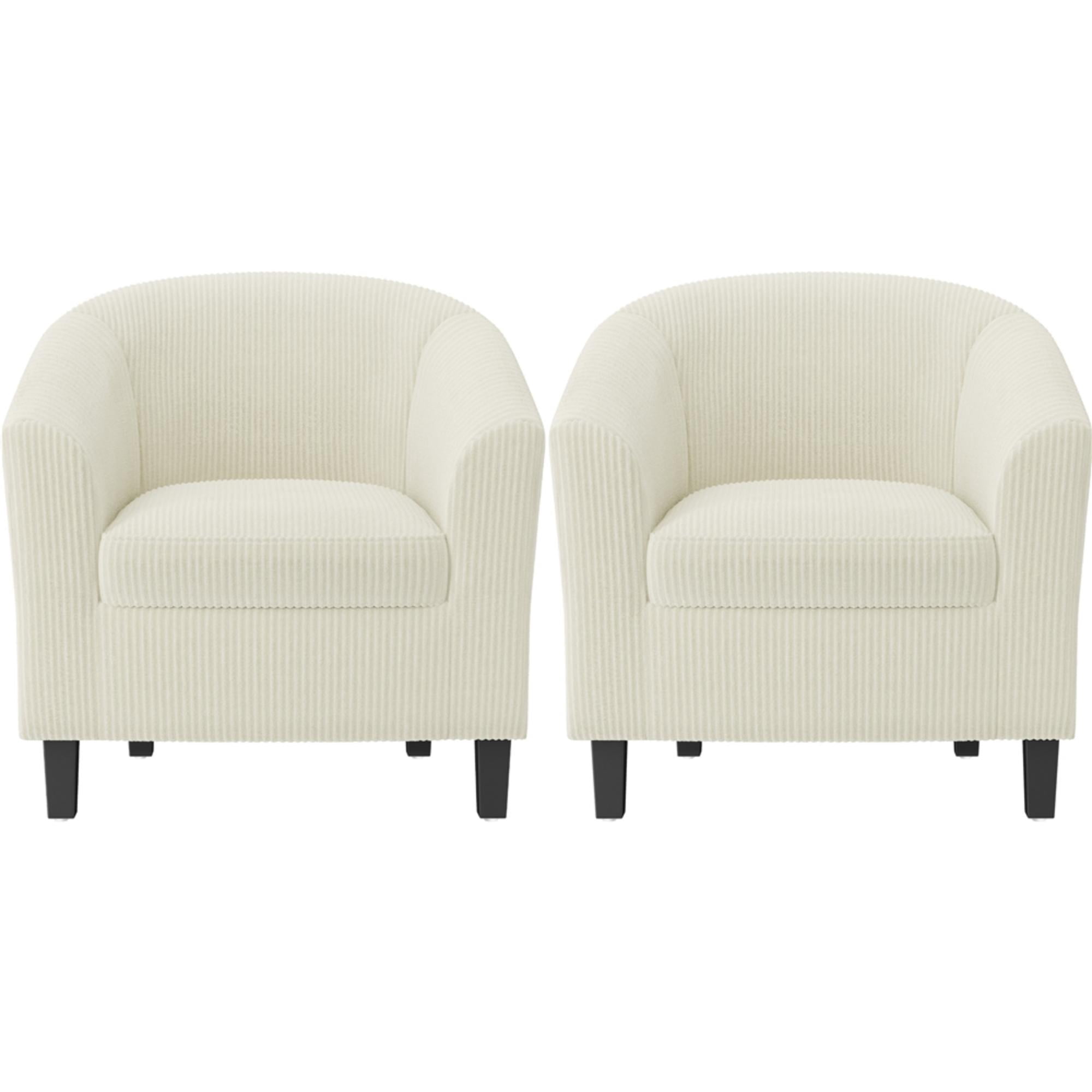 Renwick Upholstered Corduroy Fabric Accent Arm Chair for Living Room, Set of 2, Beige