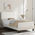 thumbnail image 1 of Renwick Upholstered Platform Bed with Adjustable Headboard, Twin, Beige, 1 of 8