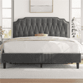 thumbnail image 1 of Renwick Upholstered Platform Queen Bed with Adjustable Headboard, Dark Gray, 1 of 9