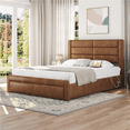 thumbnail image 1 of Renwick Upholstered Platform Queen Bed with Drawers, Amber Brown, 1 of 11