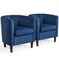 thumbnail image 1 of Renwick Velvet Barrel Accent Chair, Set of 2, Blue, 1 of 7