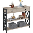 thumbnail image 1 of Renwick Vintage Wooden Console Table with 1 Drawer and 2 Open Shelves for Livingroom, Gray, 1 of 10