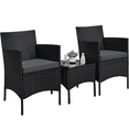 thumbnail image 1 of Renwick Wicker Rattan Coffee Table and Two Chairs Patio Conversation Set, Black, 1 of 8