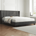 thumbnail image 1 of Renwick Upholstered Platform King Bed with Wing Side, Adult, Dark Gray, 1 of 9