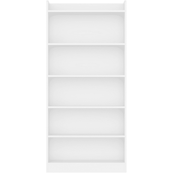 Renwick Wooden 6 Layer Modern Open Shelf Bookcase with Top Compartment, White