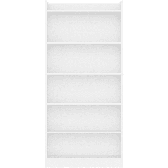 Renwick Wooden 6 Layer Modern Open Shelf Bookcase with Top Compartment, White