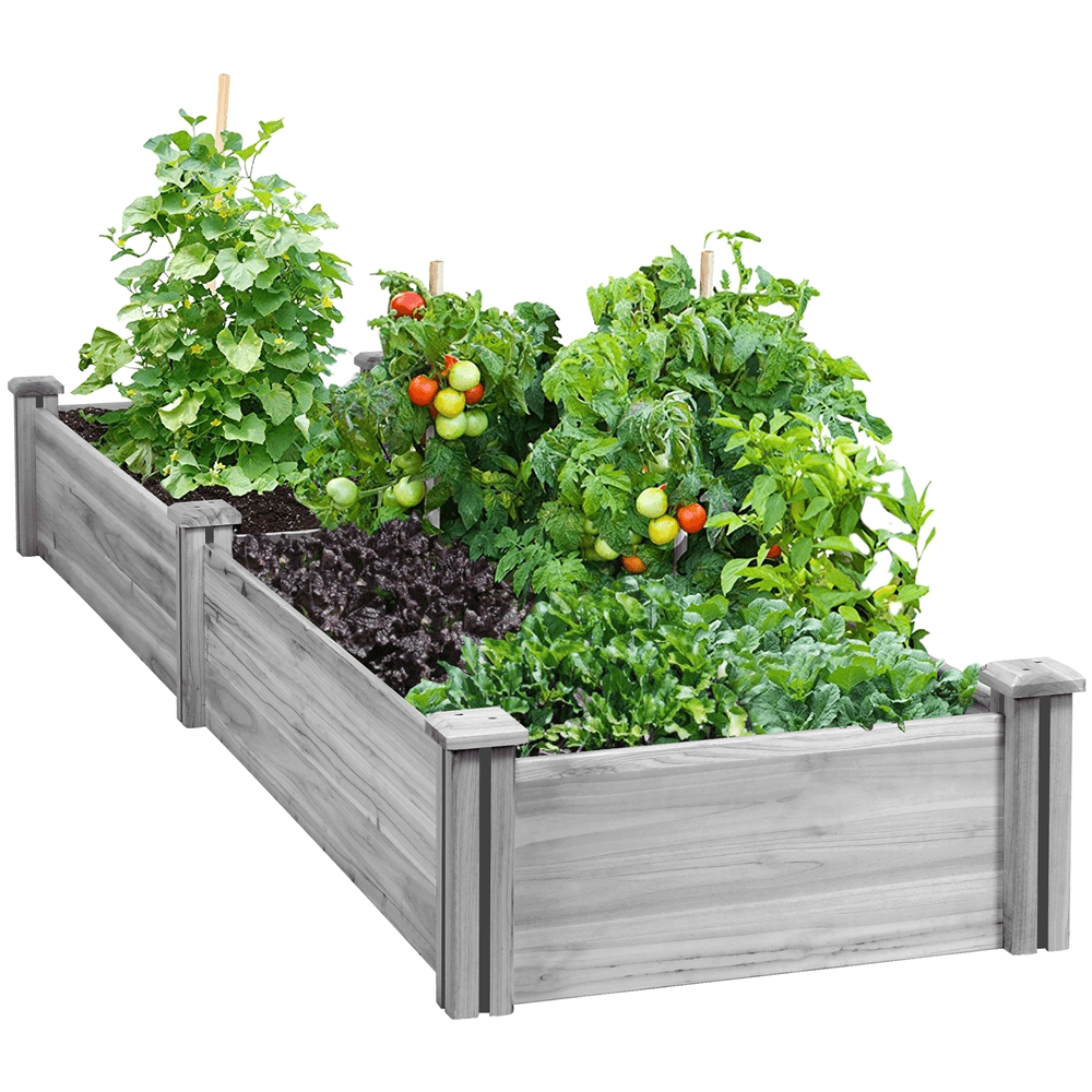 Renwick Wooden Divisible Raised Garden Bed for Yard Greenhouse, Gray
