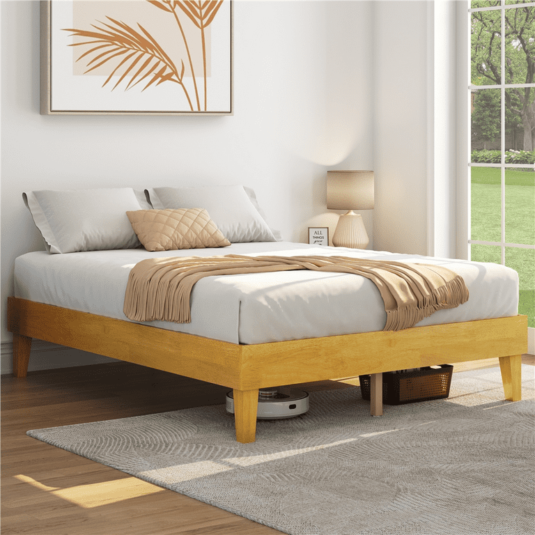Renwick Queen Wooden Platform Bed Frame with Sturdy Slat Support