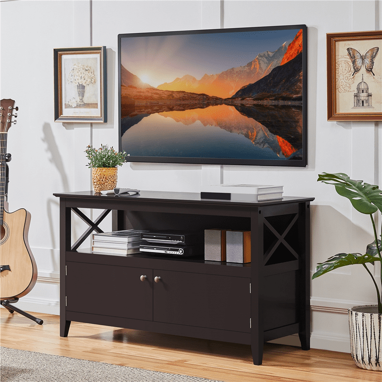 Renwick X Shape Wood TV Stand for TVs Up to 50 in Espresso