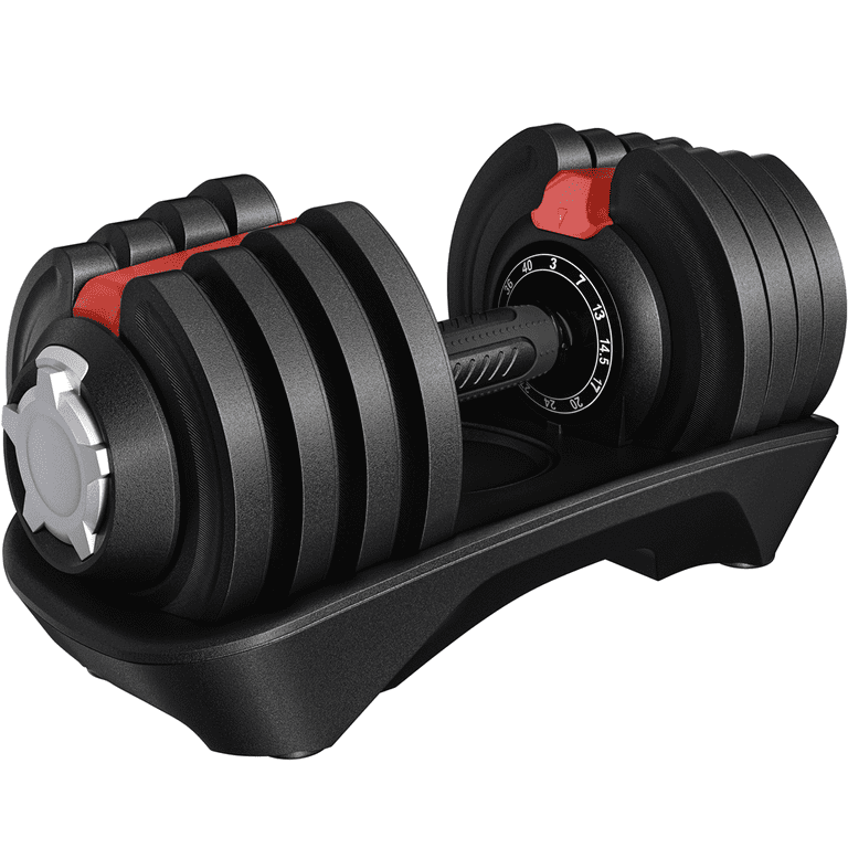 Renwick12-in-1 Quick-Adjust Dumbbell Weights, Black, 3-40 lb