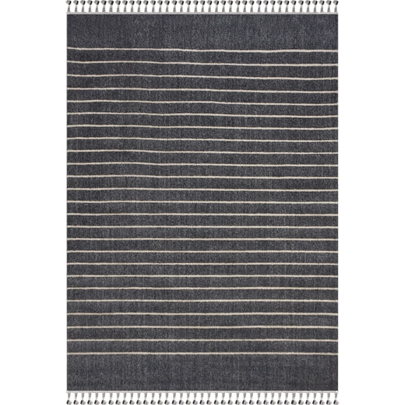 Grey Geometric Rustic Rug 157x118 - Renwil-Color:Grey