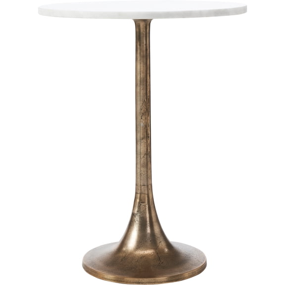 Antique Brass Side Table with White Marble Top 18x23 India Made - Ren-Wil-Color:White,Material:Aluminum