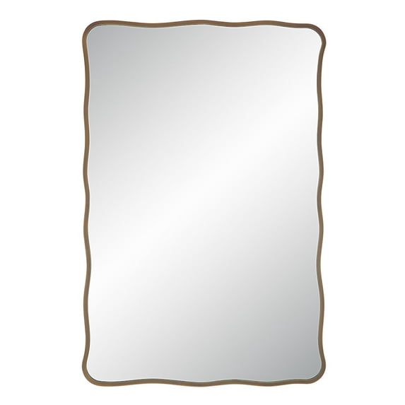 Renwil Basel 36" Tall Rectangular Irregular Mirror, Antique Brushed Brass
