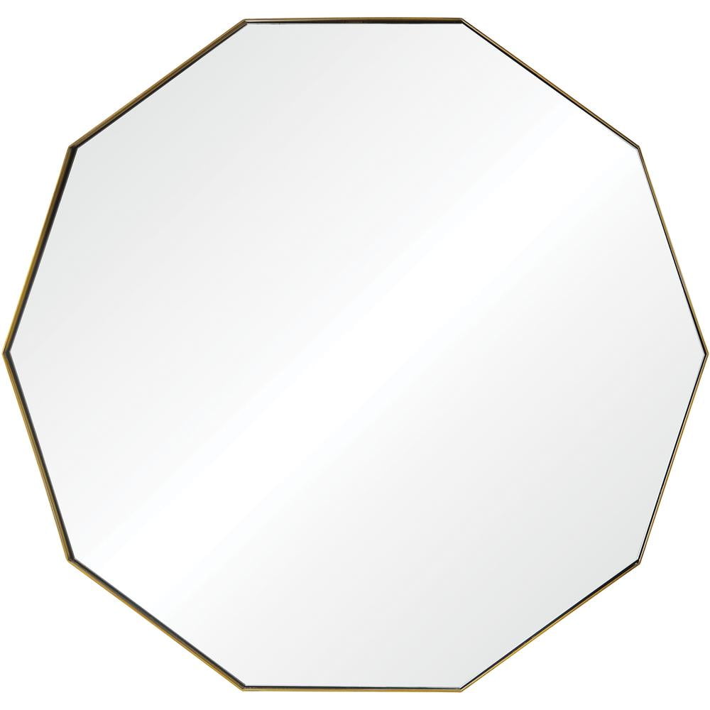 Geometric Antique Brass Octagonal Wall Mirror