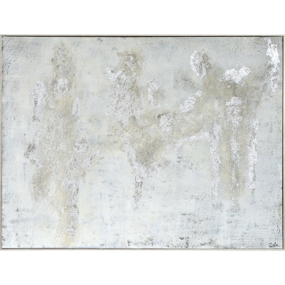48" Abstract Canvas Painting with Matte Silver Frame