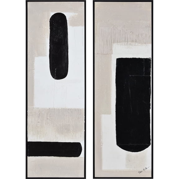 Ren Wil OL2122 Dragoni 45" X 15" Framed Abstract Painting - Black
