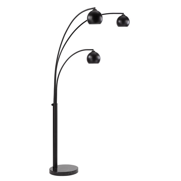 Renwil Folia 87" Tall Matte Black Floor Lamp With Dome Iron Shade