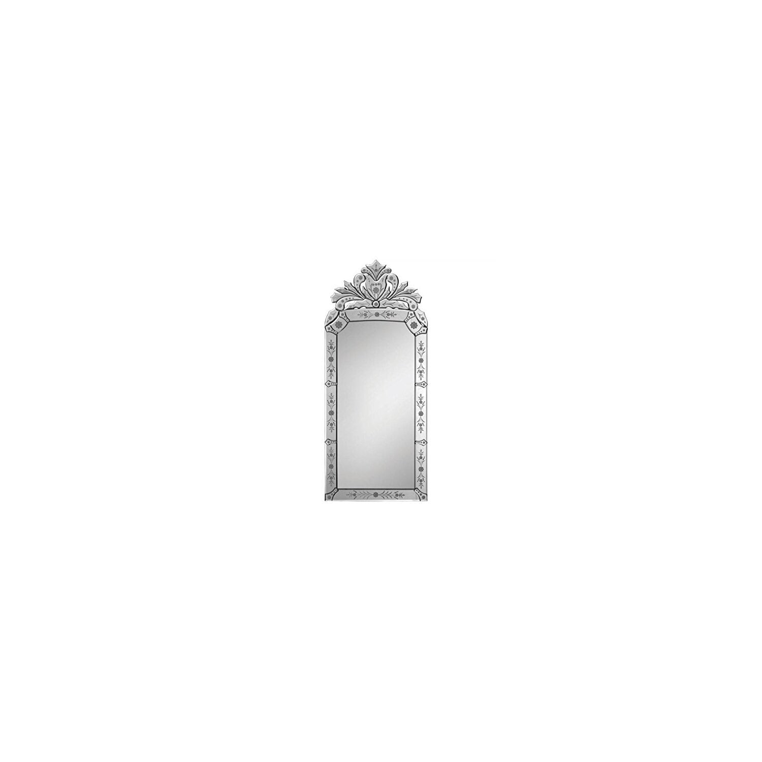 Luna Venetian Rectangular Wall Mirror with Floral Etching, 19x43