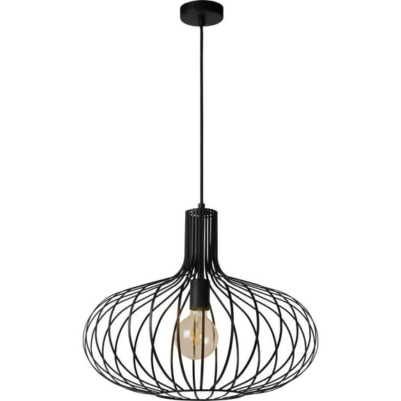Renwil Ione 1-Light Modern Metal & Glass Ceiling Fixture in Black
