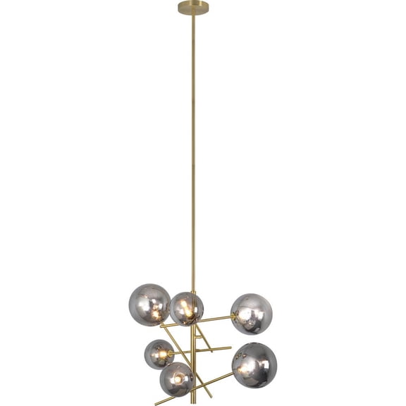 Renwil Laylani 6-Light Modern Steel Metal & Glass Ceiling Fixture in Brass