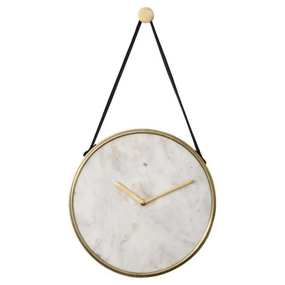 Renwil Livenna 10.5" Contemporary Marble Wall Clock in Antique Brass