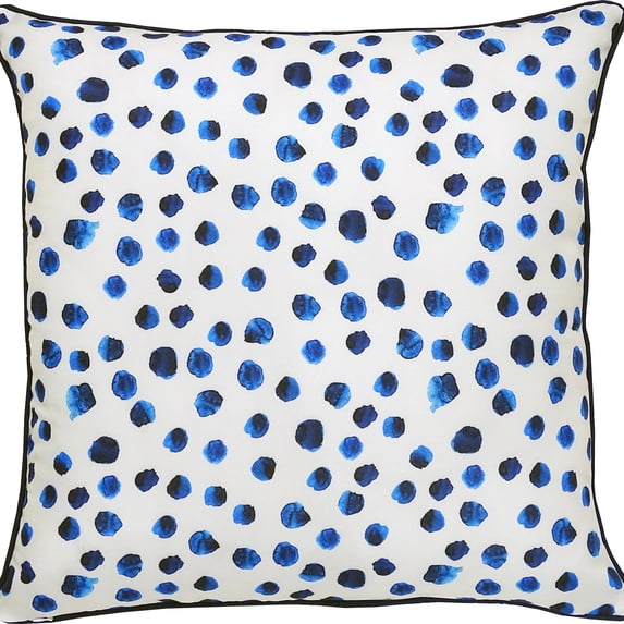 Renwil Lustra 22x22" Square Modern Fabric Decorative Pillow in White & Navy