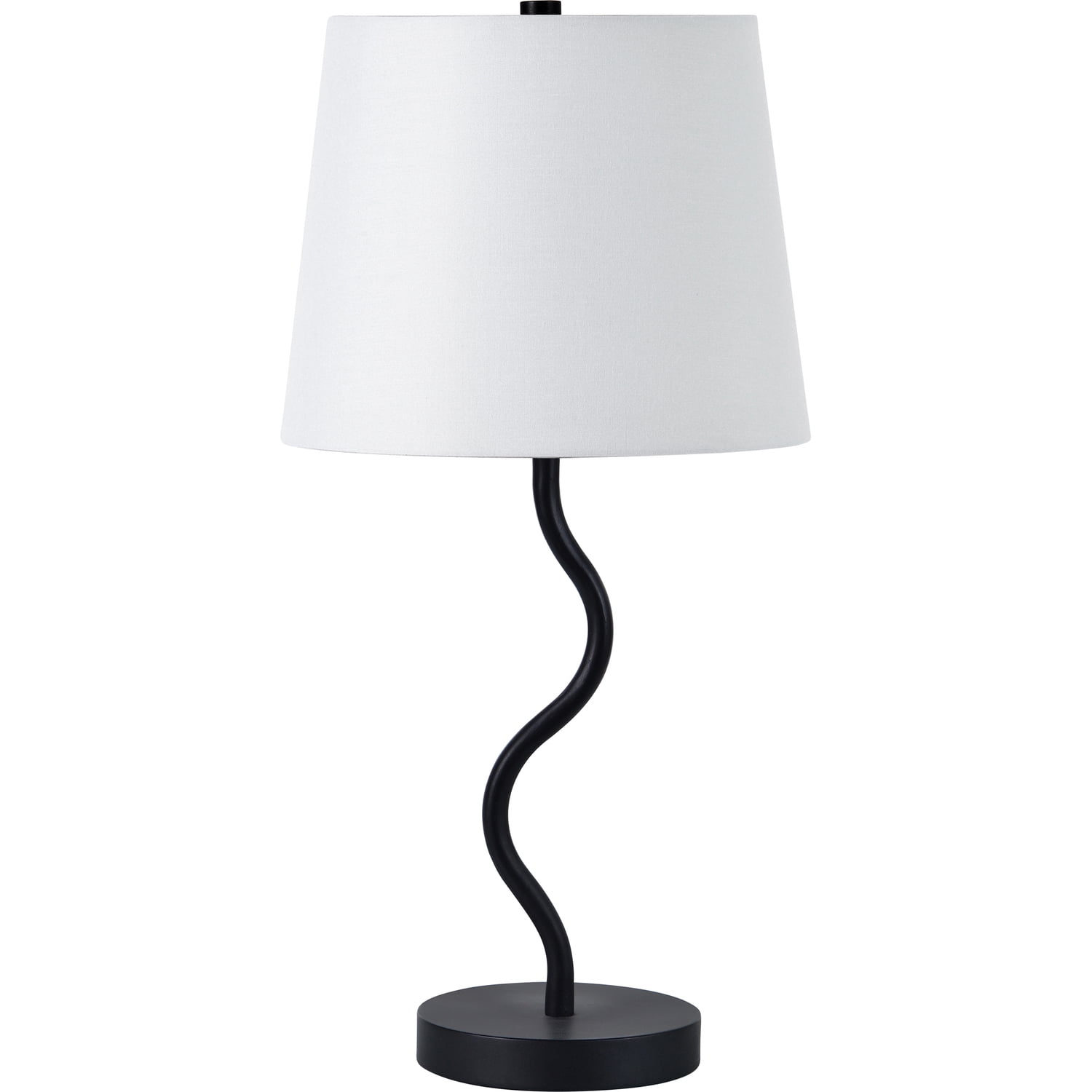 Matte Black Iron Table Lamp with Cotton Shade