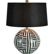 Renwil Milka 1-Light Modern Iron Metal Table Lamp in Cream & Black