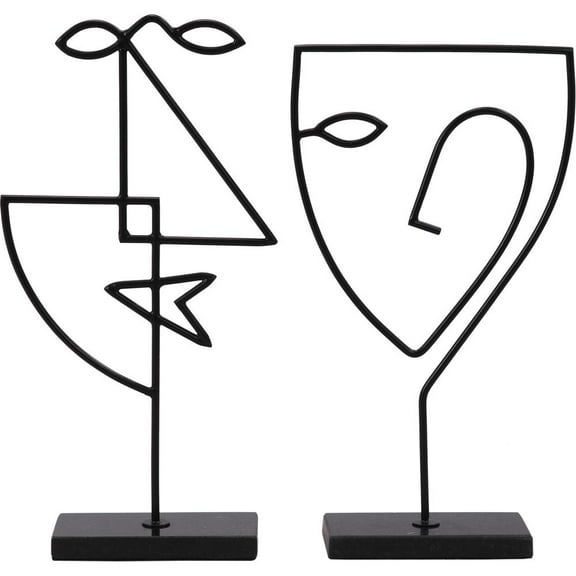 Renwil Posie Modern Metal Decorative Statue in Black (Set of 2)
