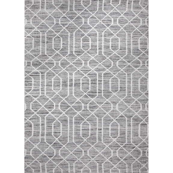 Geometric Lattice Area Rug - Coffee Brown Ivory Flatweave - Renwil-Color:Coffee Brown,Material:Faux Silk