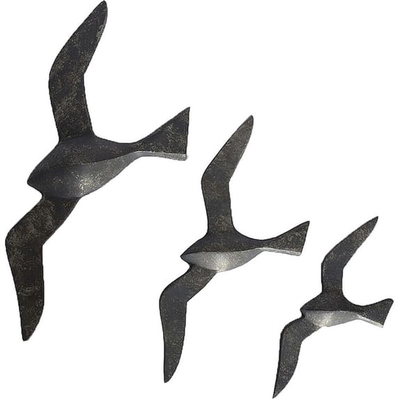Renwil Skyward 3 Piece Bird Wall Sculpture Set in Antique Charcoal