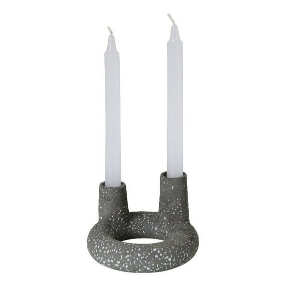 Renwil Smithson Modern Terrazzo Marble Candle Holder in Gray & White