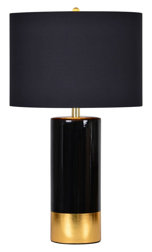 Black and Gold Ceramic Table Lamp with Cotton Shade