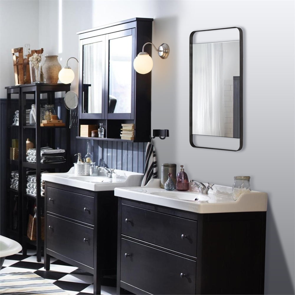 Charcoal Grey Metal Rectangular Wall Mirror