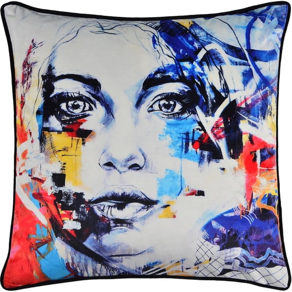Renwil Tori 20x20" Square Modern Velvet Decorative Pillow in Multi-Color