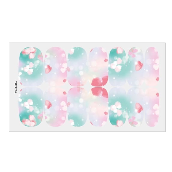 Renxiaooo Nail Stickers Pink Style Full Wraps Polish Stickers Self-Ashesive Nail Sticker Sets For Women Girls Color Street Glitter Nail Strips