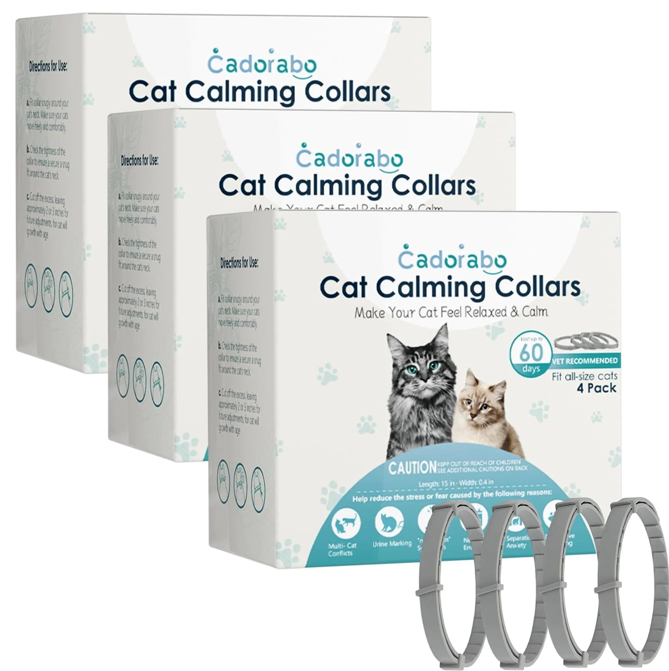 Image showcasing Renxusm 12 Pack Calming Collar for Cat Cat Pheromone Calming Collar ...