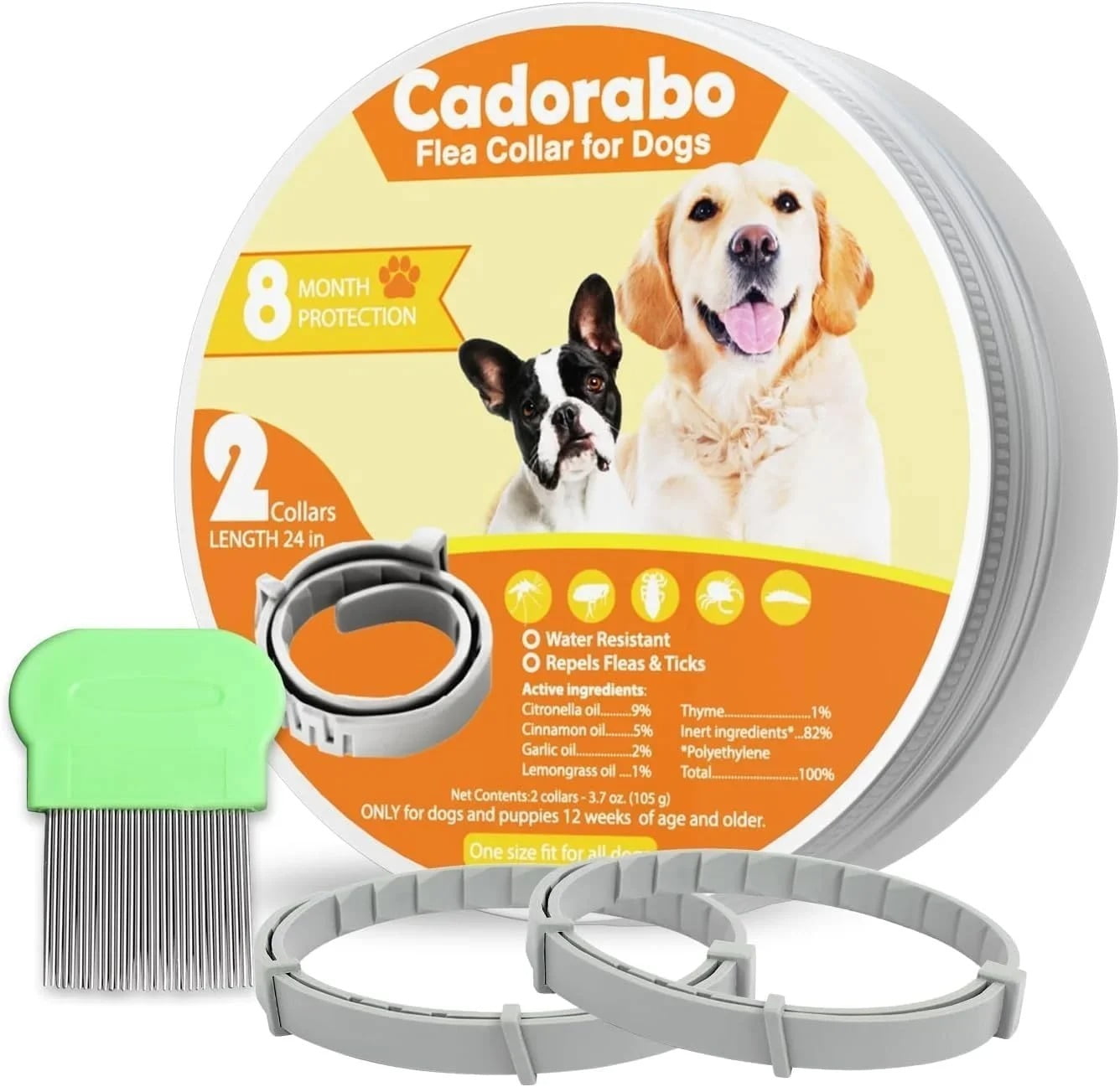 Renxusm 2 Pack Flea Collar for Dogs, Dog Flea Collar 8 Months