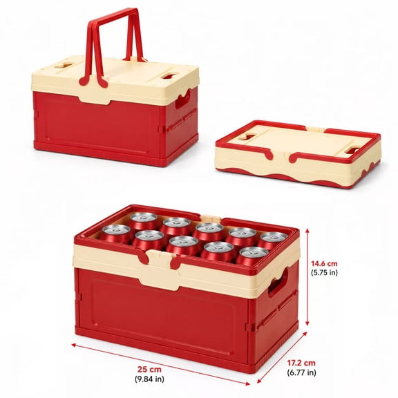 Renyuanyuan Foldable Storage Box with Lid, Plastic, 5.75 x 6.77 x 9.84 in, for Camping, Car Trunk, Outdoor Gear