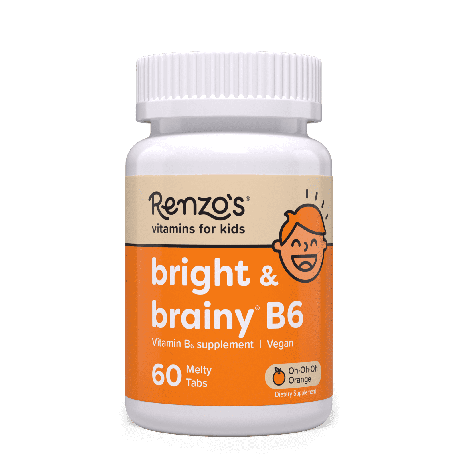 Renzo's Bright and Brainy Kids Vitamin B6 Supports Brain Health, 60