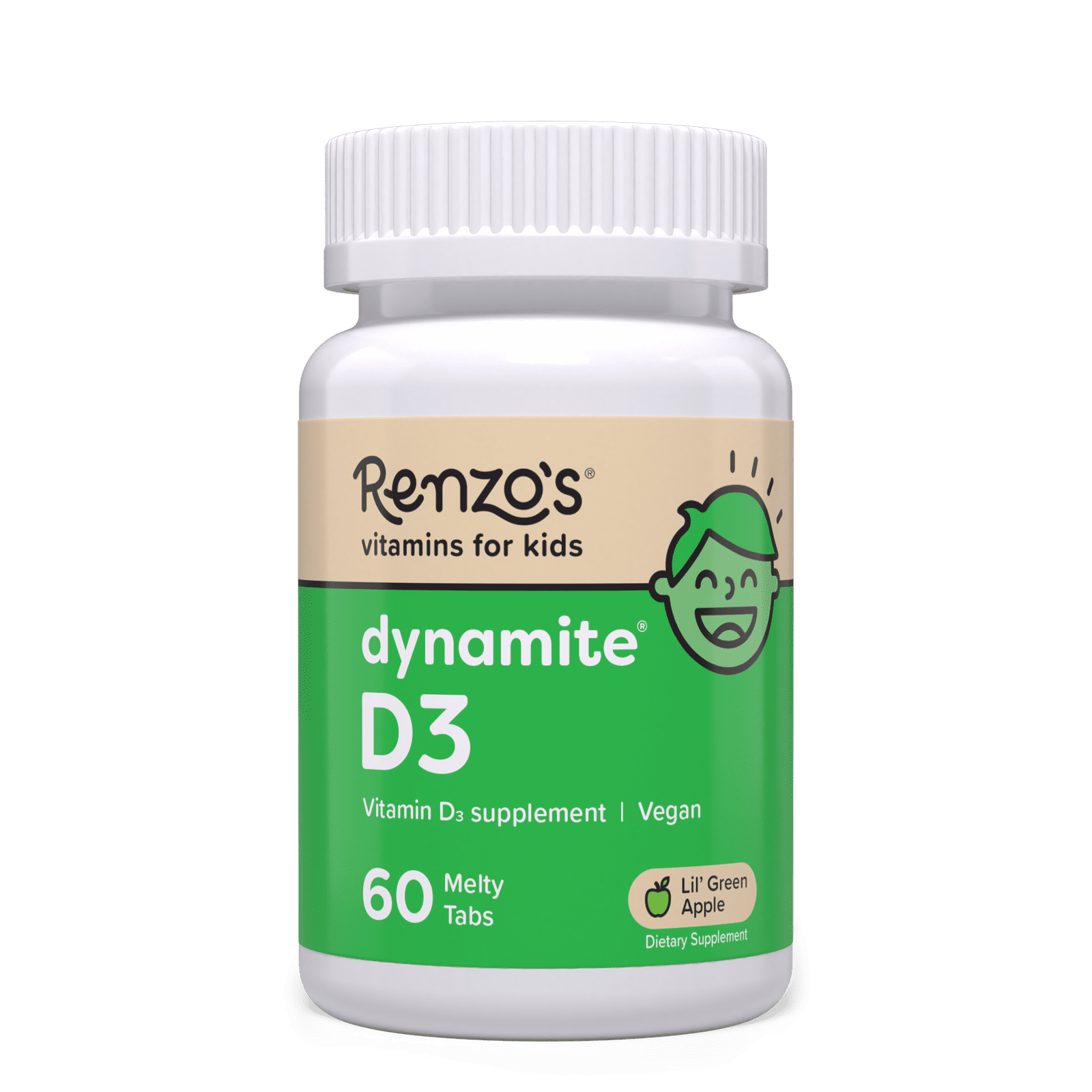Renzo's Dynamite Kids Vitamin D3, Supports Strong Bones & Teeth, 60